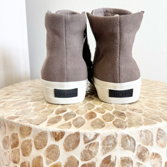 NWT Cu4tro Men's Norris Taupe Suede Leather High-Top Sneakers size 7.5 - Picture 7 of 13